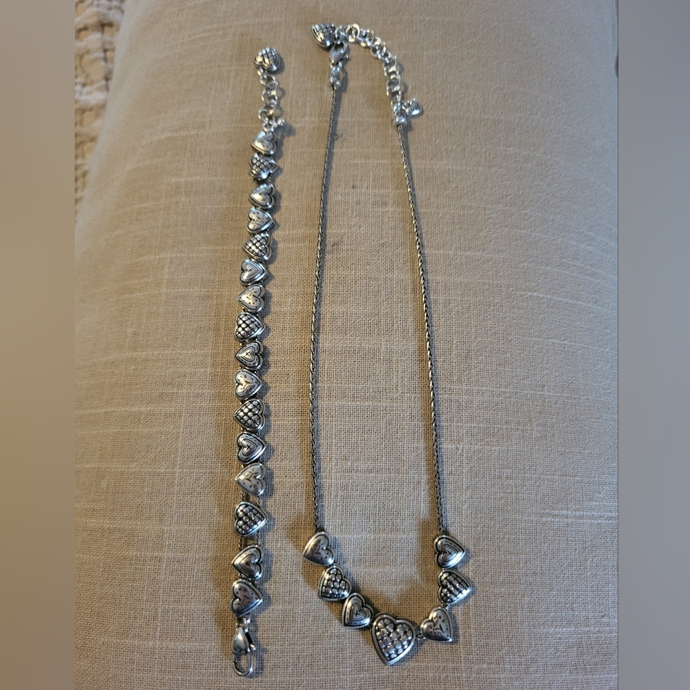 Brighton - Beautiful Silver Heart Necklace and Bracelet Set